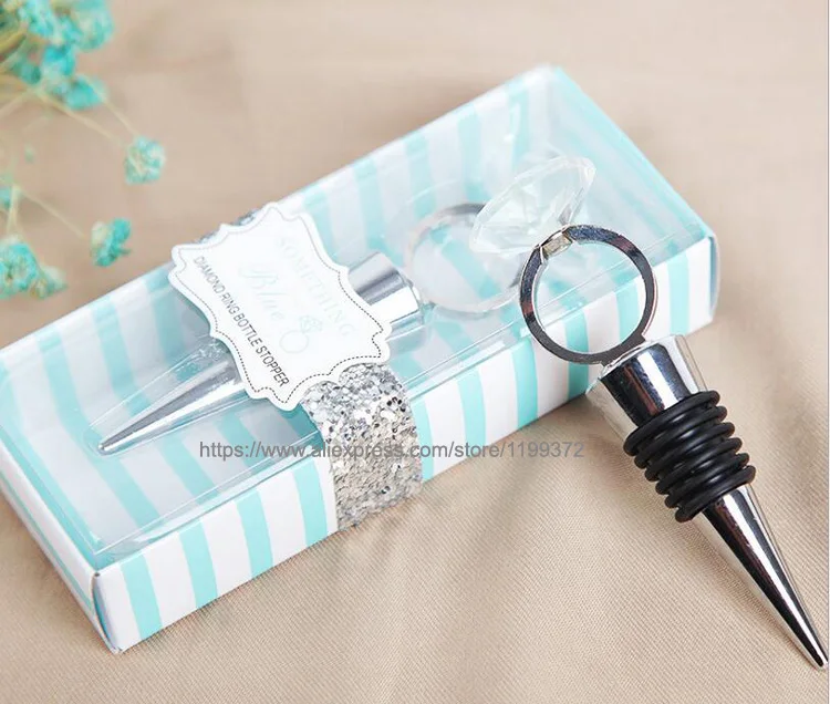 100pcs Diamond Ring Wine Bottle Stoppers Stopper Wedding Party Engagement Bridal Shower Gift