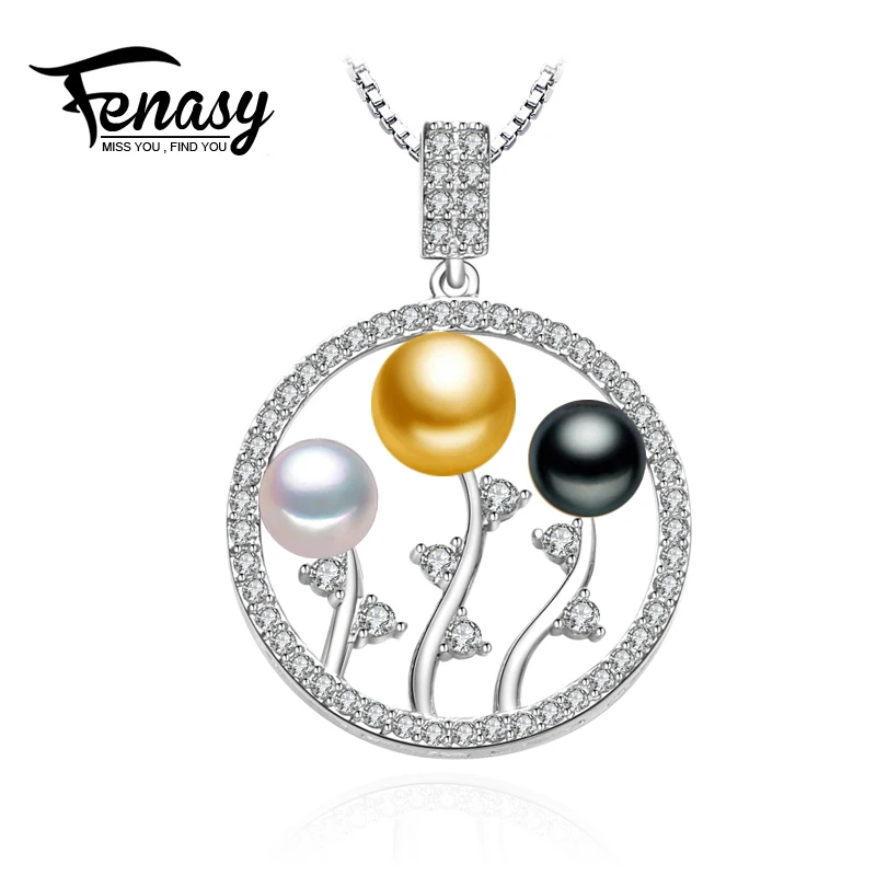 

FENASY 925 sterling silver bohemian Pearl beads necklace leaves chain necklace,pearl jewelry friendship pendant necklace women
