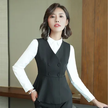 

New Styles 2018 Fall Autumn Uniforms Designs Vest Coat & Waistcoat Women Business Jackets Blazers Female Tops Outwear Clothes