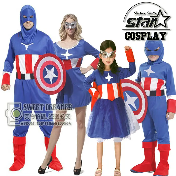 

Captain America Costume Family Matching Halloween Carnival Cosplay Stage Costume Jumpsuit Movie Avengers Steve Rogers Jumpsuits