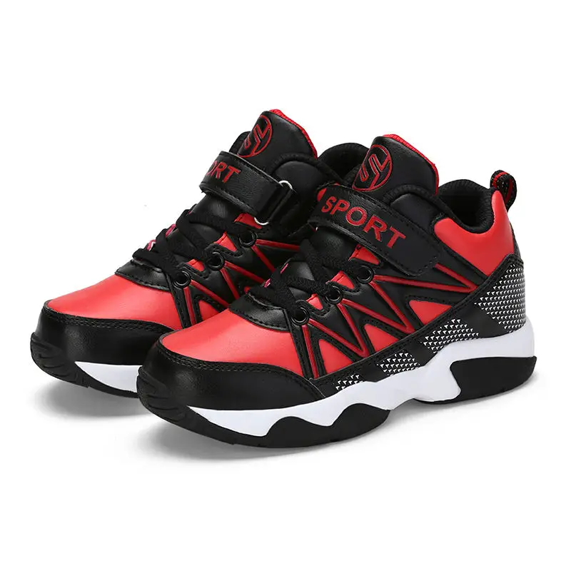 QIUTEXIONG/кроссовки для мальчиков; детская обувь; детская повседневная обувь; нескользящая обувь для школьников; баскетбольные кроссовки; спортивная обувь для бега - Цвет: Red