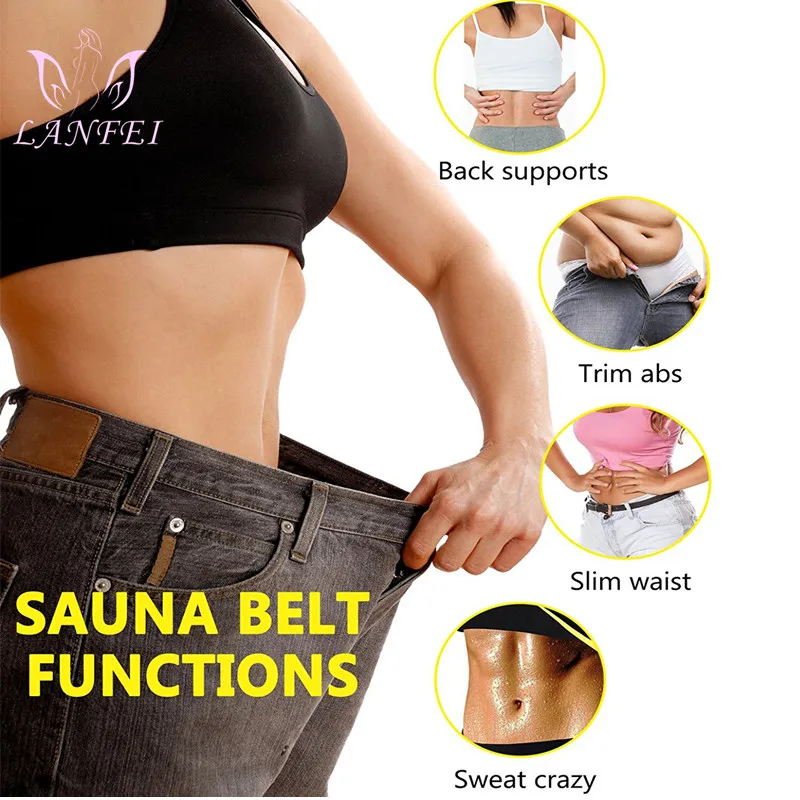 LANFEI Neoprene Sweat Waist Trainer Belt Women Weight Lose Body Shaper Sauna