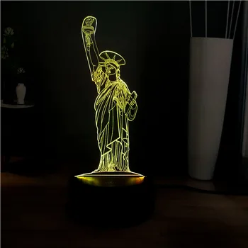 

Creative 3D US New York Victory Goddess 7 Color Change LED Illusion RGB Sweet Mood Home Bar Beside Desk Light Kids Birthday Gift