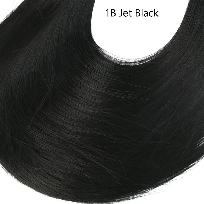 Jet Black Волнистые u-образные парики для женщин 2" 170 г на заколках для наращивания, невидимые полунакладные синтетические парики, длинные черные натуральные шиньоны - Цвет: Jet Black