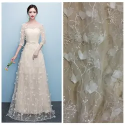 5 ярдов/партия 3D Цветы кружевная ткань свадебное платье шифоновая Кружевная Ткань вечернее длинное платье кружевная ткань
