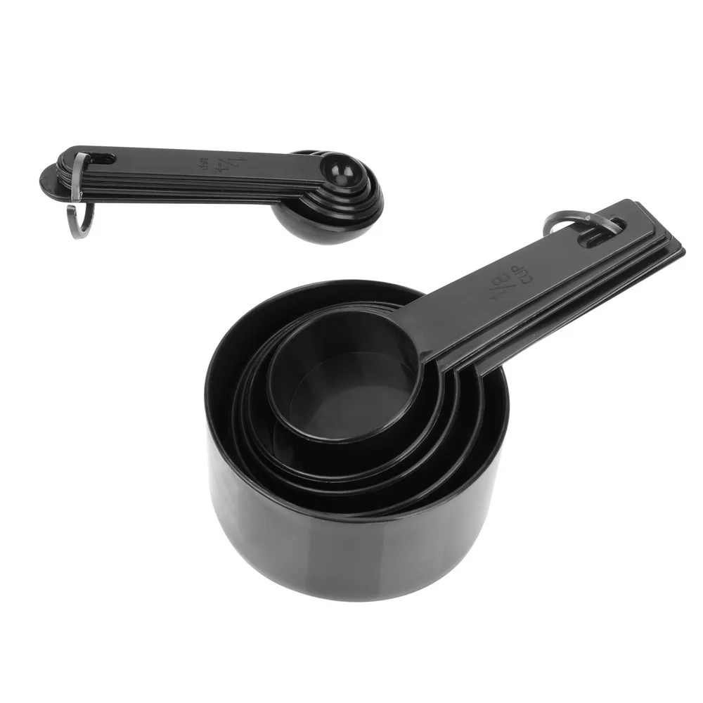 NICEYARD 10 шт. кухонный измерительный инструмент черного цвета мерная чашка и мерная ложка лопатка пластиковая ручка