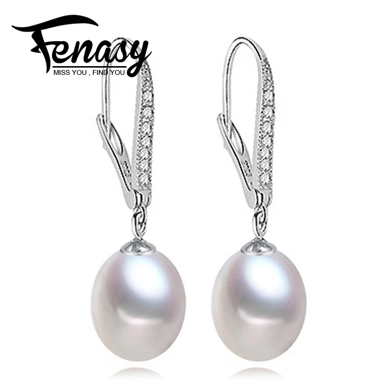 

FENASY ANGEL new Natural Pearl Earrings Cultured Freshwater Pearls with 925 Silver ,Earring 2018 new,earrings for women