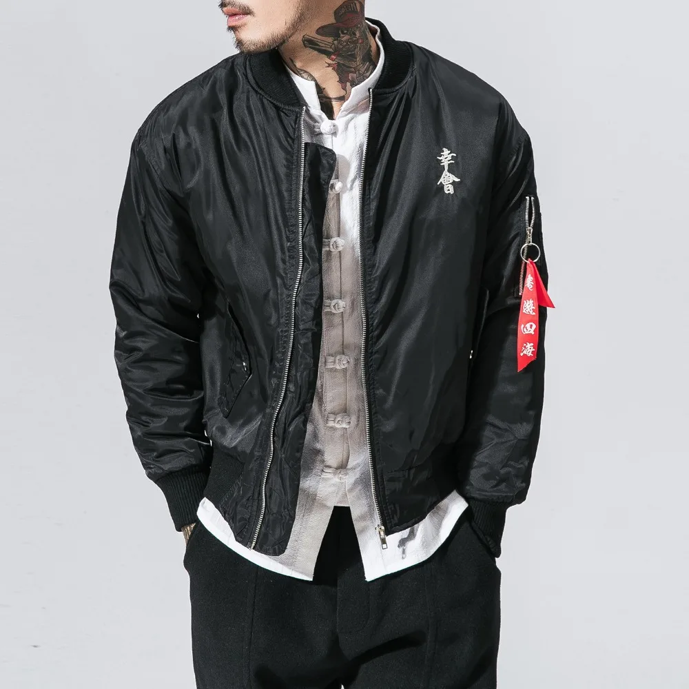 

MR-DONOO 2018 Autumn Japan & Korea Men Jacket Male Coat Pocket Black Solid Bomber Jacket Male Button Men Clothing B375-Y07