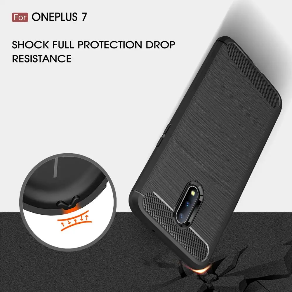 OnePlus 7 чехол для телефона Pro Чехол антиударная щетка из углеродного волокна Мягкий