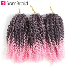 SAMBRAID кудрявый Твист Синтетические косички для наращивания крючком волосы Омбре волосы марлибоб Розовый Вязание крючком плетение волос