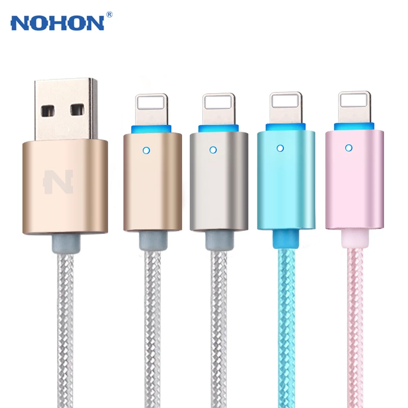 Goedkoop NOHON Smart Led USB Data Cable Voor iPhone X 6 6 s 7 8 Plus 5 5 s SE iPad 4 mini 2 3 Air 1.5 m Snel Opladen Telefoon USB Kabel