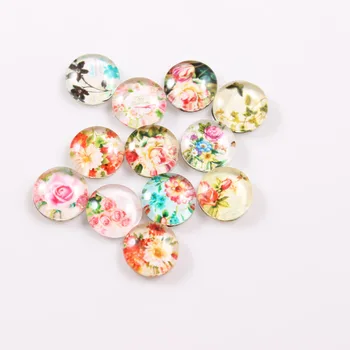 

Spring Flowers 10mm Glass Cabochons Floating Locket Charms Fit Floating Charm Lockets 50pcs Mixed