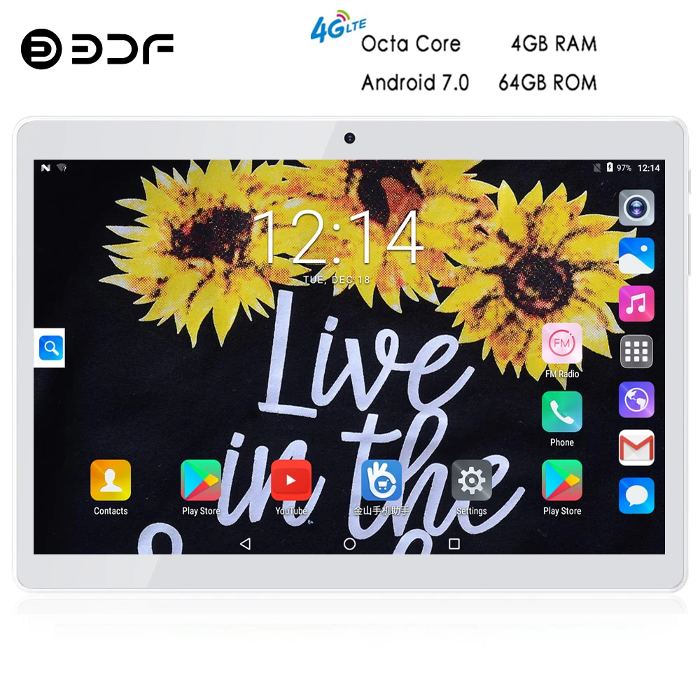 BDF 10 дюймов планшетный ПК Android 7,0 планшет Восьмиядерный 4 Гб планшет 64 Гб WiFi Bluetooth Tab Dual SIM 4G LTE мобильный телефон планшет 10,1