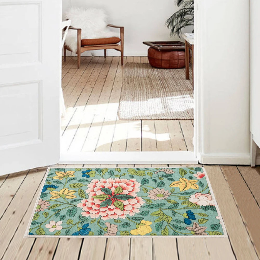 Anti slip Oriental Floral Kitchen Floor Mat Entrance Doormat