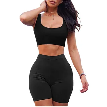

Summer Beach Women Tank Top Shorts Evening Party Dress Short Trousers Sexy Crop Top Two Piece Set Women