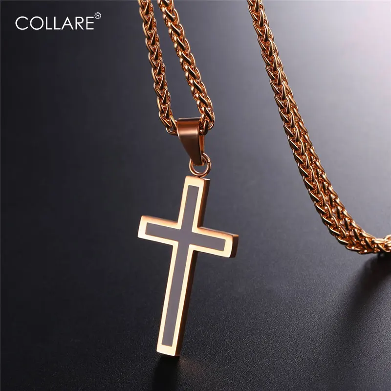 Collare Cross Pendant Stainless Steel Gold/Black Color Men Christian