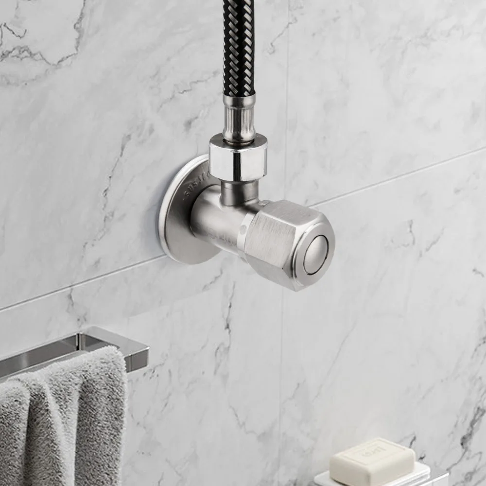 

ANHO 304 Stainless Steel Triangle Valve Cold And Hot Water Control General Type Toilet Bathroom Tap Kitchen Sink Switch Silver