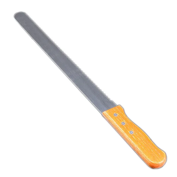  Cake Icing Spatula With Wood Handle Coarse tooth Cream Butter Smooth Flat Scraper Blade Angle 35.5*