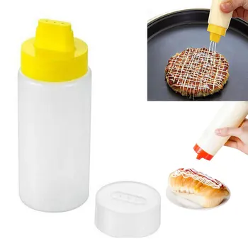 

1Pcs salad Ketchup Squeeze Bottle sauce 300 ml 4 hole bottle Dispenser Cruet Bottles Kitchen Accessories kitchen cooking tools