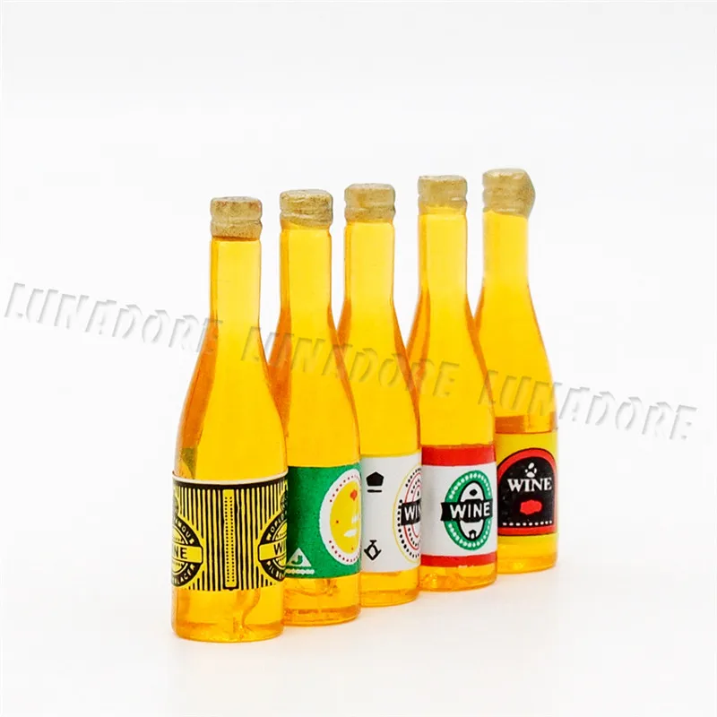 Odoria 1:12 миниатюрные 5 шт. желтые бутылки для вина оранжевые безалкогольные напитки кукольный домик кухонные аксессуары
