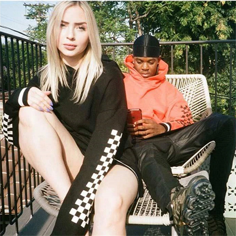 Men women hoodies kanye west hip hop streetwear lattice harajuku plaid hoodie sweatshirts justin bieber tops coats clothing