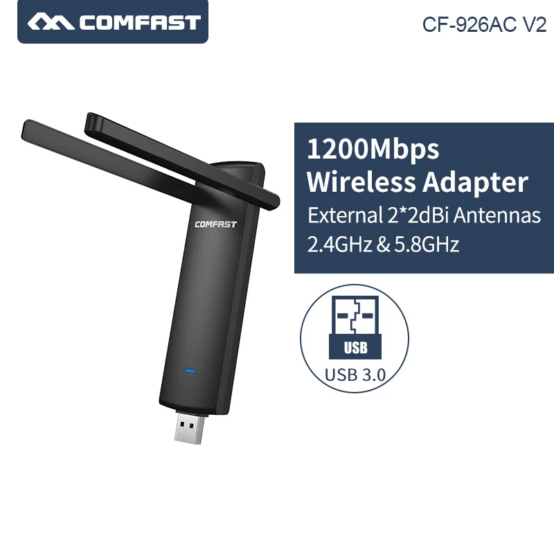 COMFAST 1200 Мбит/с 2,4 г/5,8 ГГц Двухдиапазонная двойная антенна AC Wifi приемник 802.11ac/b/G/n USB 3,0 Ethernet PC WiFi адаптер Wifi ключ