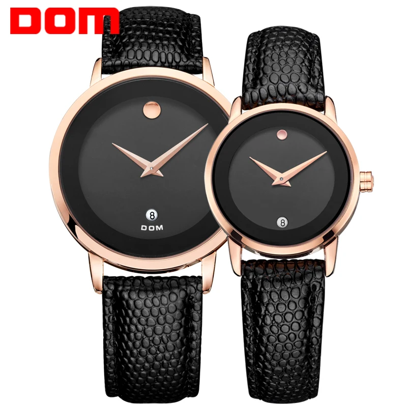 DOM 2017 Lovers Watch Couple Watch Luxury Brand White Gold Watch Waterproof Style Quartz Leather Wrist Watch DOM 2017 Lovers Watch Couple Watch Luxury Brand White Gold Watch Waterproof Style Quartz Leather Wrist Watch