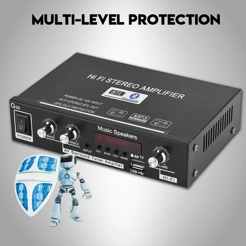 ЕС штекер G30 MP3 музыка двухканальный датчик USB/TF-карта/AUX Bluetooth Hi-Fi усилитель FM радио с пультом дистанционного управления