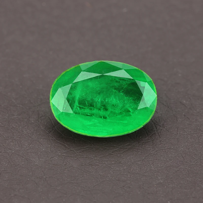 Oval shape natural crystal add glass green color and red color loose stone