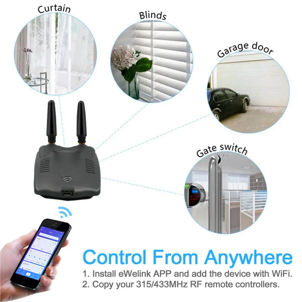 EACHEN RF Bridge WiFi 315/433 MHz Dual RF Wireless Smart Home Hub Curtain Blinds Garage Door 150 meters game accessories