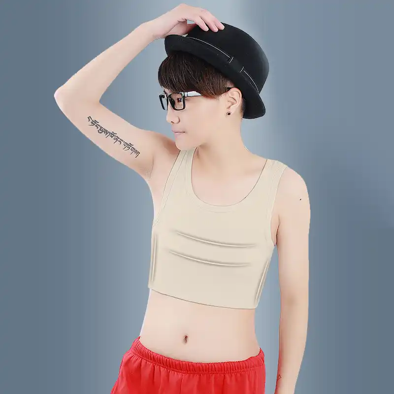 WHSPORT Tomboy Sport Cotton Short Tank Top Bustiers Adjustable Elastic Band Breast Corset Cosplay Chest Binder Color : White, Size : 5XL