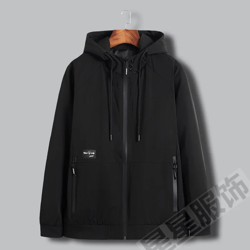 8XL 6XL 5XL мужские весенне-зимние куртки, пальто, мужская спортивная одежда, мотоциклетная мужская Тонкая облегающая куртка-бомбер для мужчин, брендовая одежда - Цвет: Черный