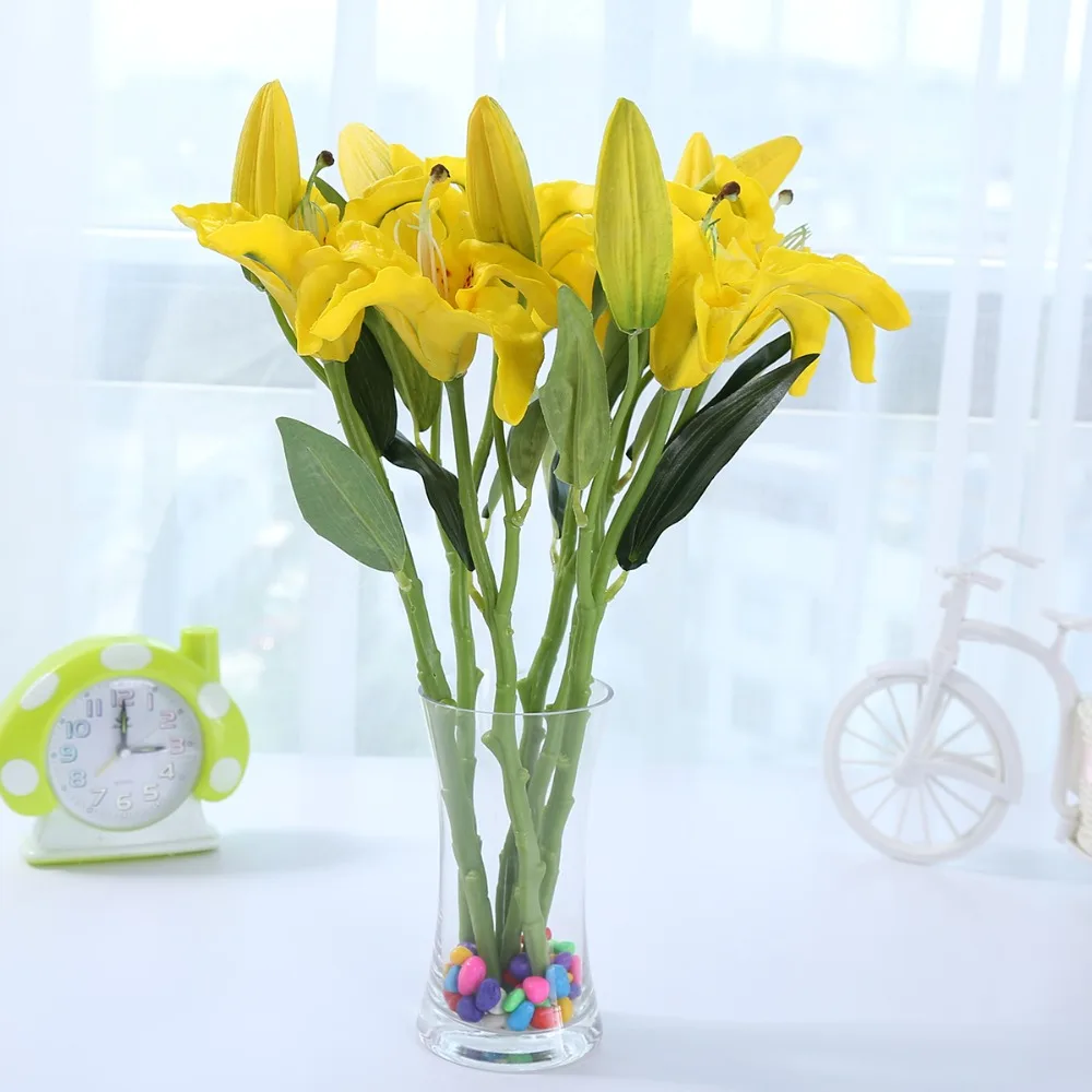 17.3'' Single Delicate Lily Bulk Wedding Artificial Flowers PU Latex