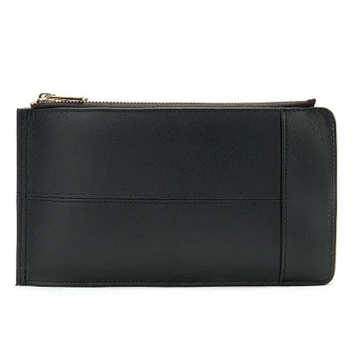 New leather multi-function wallet, multi-card fashion wallet, men's and women's minimalist style wallet - Цвет: Черный