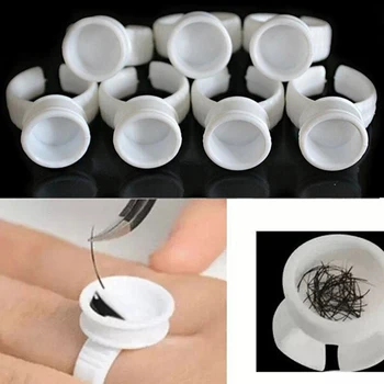 

100Pcs Tattoo Ink Ring Cups Microblading Pigment Glue Rings Tattoo Ink Holder Semi Permanent Makeup Eyelash Extension Container