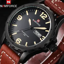 NAVIFORCE 2016 популярный бренд Спортивные часы человек моды кварцевые часы 30 м водонепроницаемый дата неделя дисплей арабскими цифрами кожаный ремешок