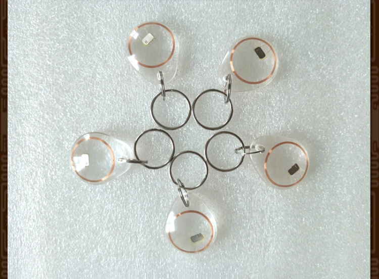 50pcs 13.56MHZ CPU card Transparent Epoxy Keychain Card Fudan FM1208-10 keychain support ISO/IEC14443-A | Безопасность и защита