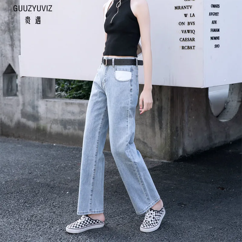 

GUUZYUVIZ Casual Jeans Woman Vintage Ladies Jeans High Waist Denim Wide Leg Pants Mujer Plus Size Jean Femme Spodnie Damskie