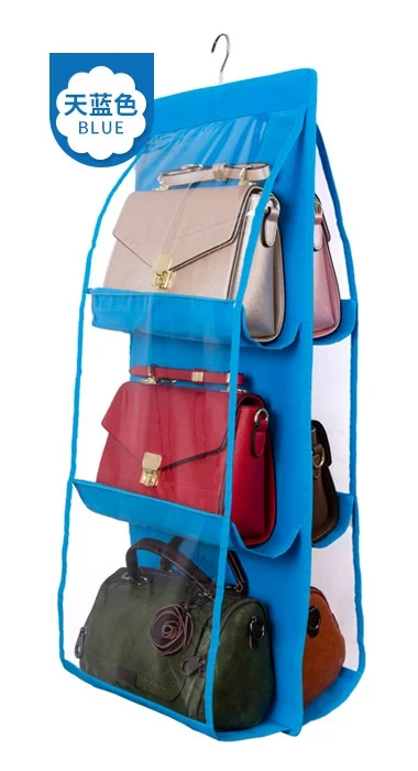 Семейный тканевый Органайзер рюкзак сумка Аксессуары для хранения обуви Бытовая сумка для хранения принадлежности 6 карманы и отделения вешалки - Цвет: Синий