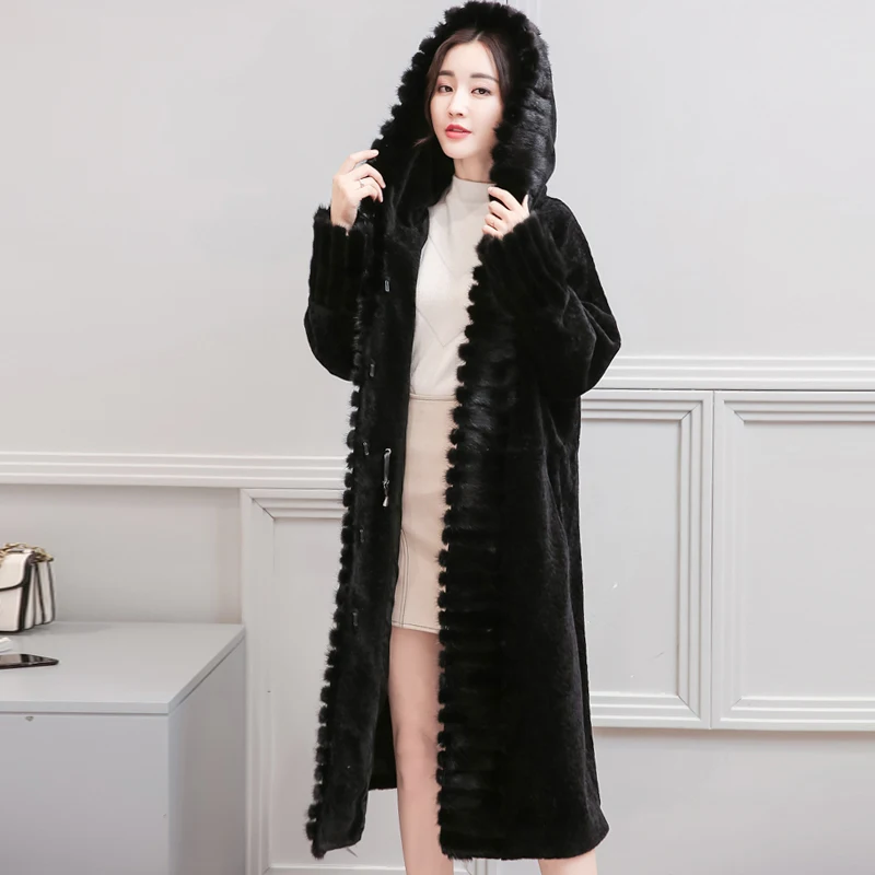 Oveja Visón Esquilada Invierno Hanzangl Largo Imitación Mujeres Abrigos 2018 Hembra Piel 1 Caliente De Abrigo Negro 2 gris nHv8wq
