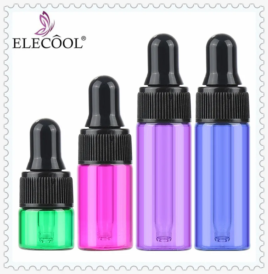 

ELECOOL 10PCS 3/2/1ml Glass Perfume Bottle Dropper Refillable Esstenial Oil Liquid Mini Empty Bottle Storage Cosmetic Container