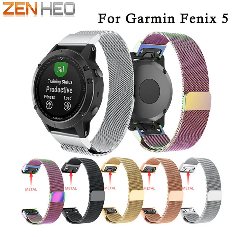 

Quick Install Watch Band Milanese Loop Band For Garmin Fenix 5 Smart GPS Watch Stainless Steel Strap Belt Metal Wristwatch Strap