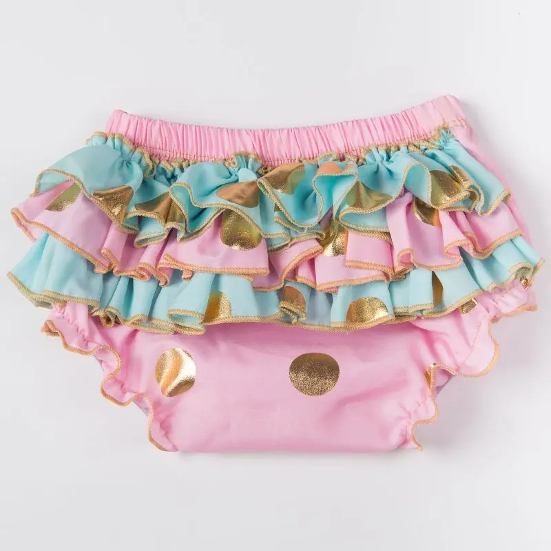 Pastel Baby Girls Ruffle Bloomers Diaper Cover,Ruffle Bloomer,Gold