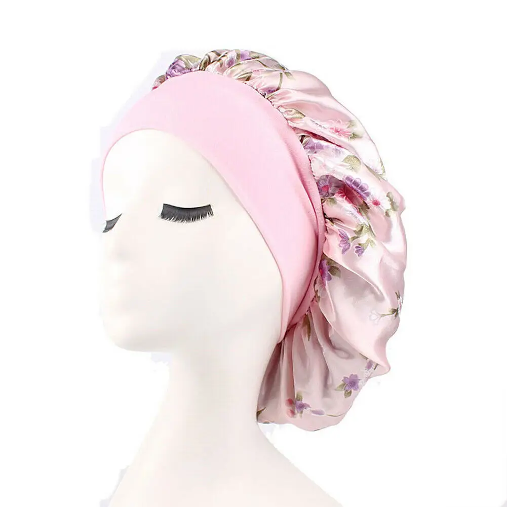Шелковая шапка для ночного сна головной убор сатиновая скатерть с широкой регулируемой резинкой