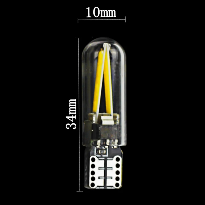 10 шт. T10 2825 WY5W W5W лампы накаливания COB Светодиодный стеклянный корпус клиновидная автомобильная парковочная лампа CANBUS без ошибок лампа для чтения автомобиля DC 12 В