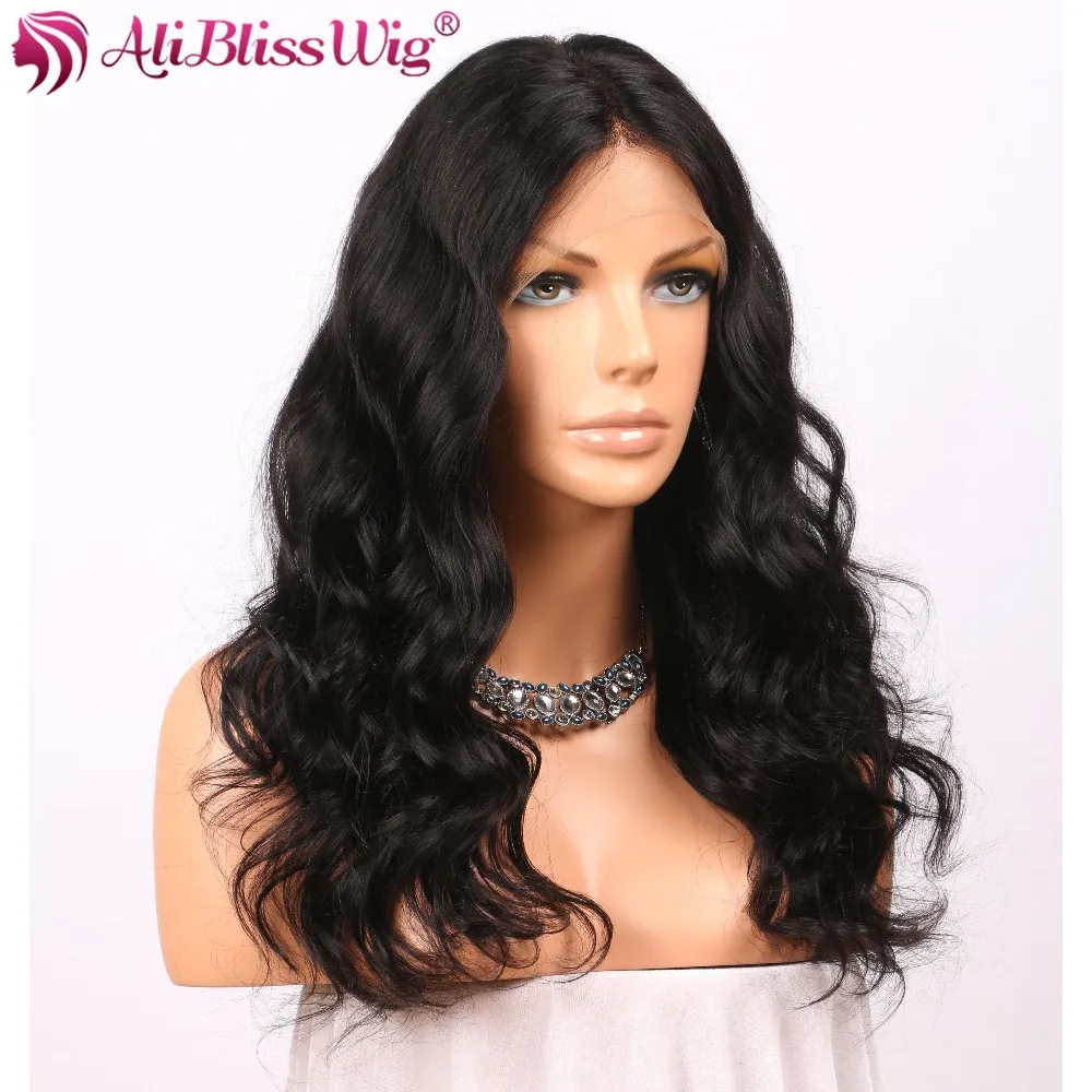 AliBlissWig 360 Lace Wigs For Black Women Middle Part #1B Brazilian None-remy Hair 150% Density Light Brown Lace Free Shipping  (4)