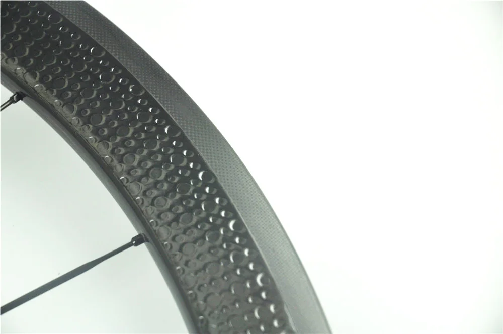 58mm carbon fiber bike wheels dimple surface 700C 25mm width bicycle road wheelset