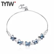 TYTW элегантные браслеты из нержавеющей стали S925 стерлингового серебра Кристаллы из Австрии; бантики; высокое качество; большие размеры, ювелирное изделие, подарок