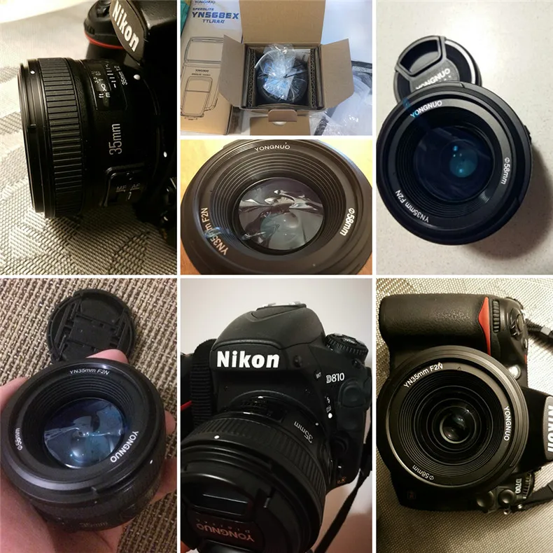 Светодиодная лампа для видеосъемки YONGNUO YN 35 мм F2 Камера объектив для Nikon D750 D3100 D5100 D5300 D3200 Canon 6D EOS 650D 60D 5D Mark II 5D 550D 200D 1100D