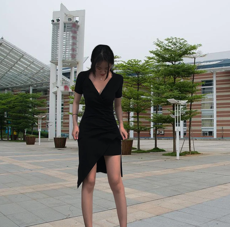 Женское вечернее платье с V образным вырезом эластичное облегающее в стиле Звезд